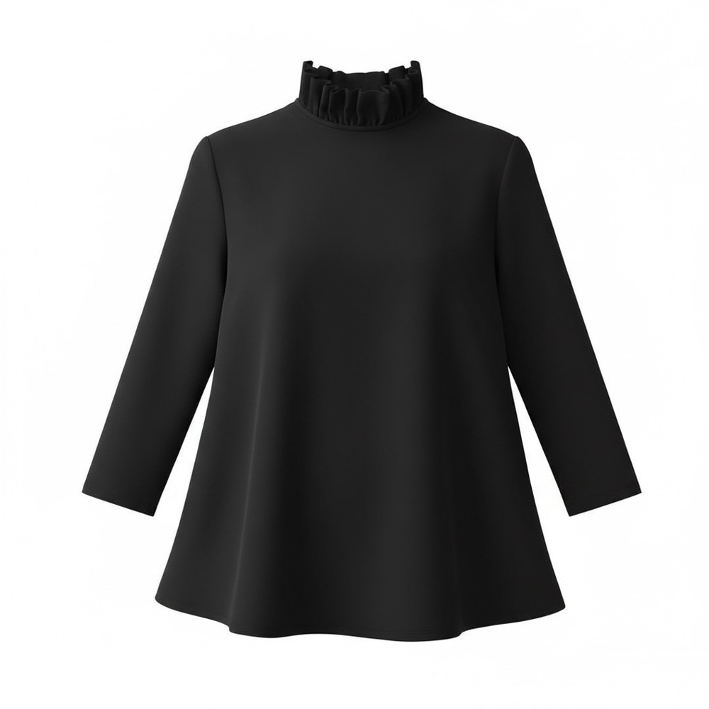 Tuckernuck Black Ruffle Neck Blouse